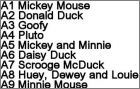 Liste Cartes  Mickey Mouse