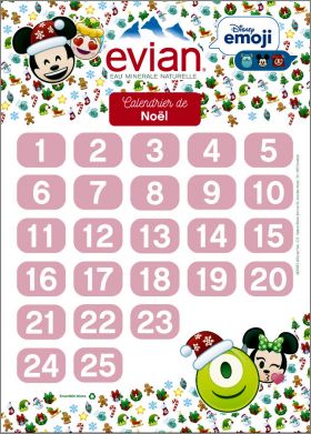 Calendrier de Nol - 25 stickers Disney Emoji - Evian - 2017