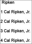 Checklist Cards Ripken, Jr